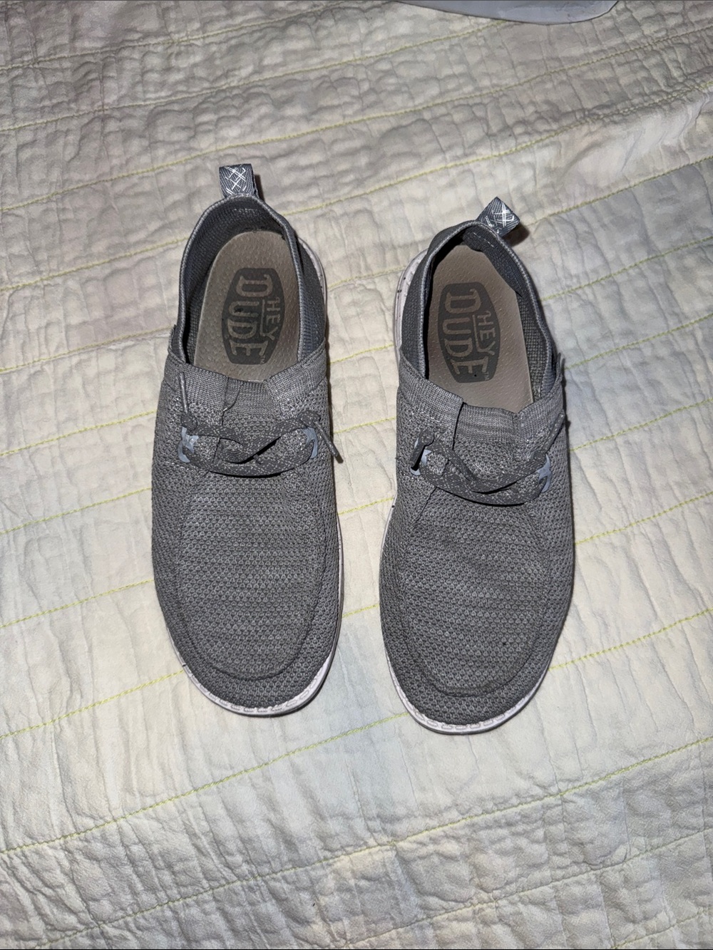 Hey Dude Gray Knit Slip-On Loafers